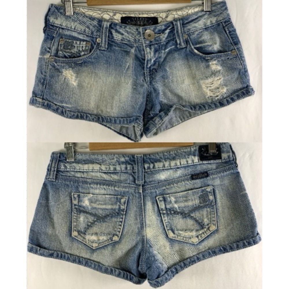 Hint Womens Y2K Low Rise Micro Mini Booty Shorts Size 3 Festival Distressed 00s